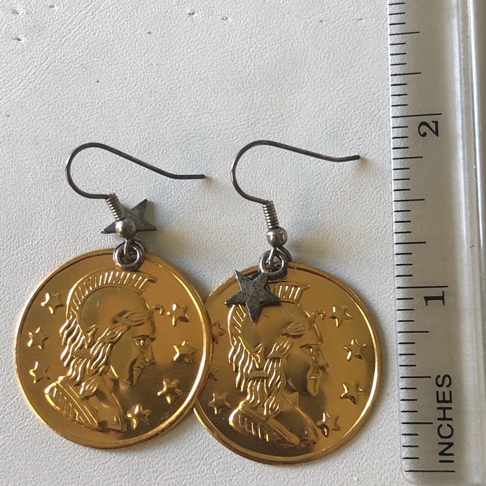 Earrings coin disk lightweight Star dangle - Picture 12 of 12